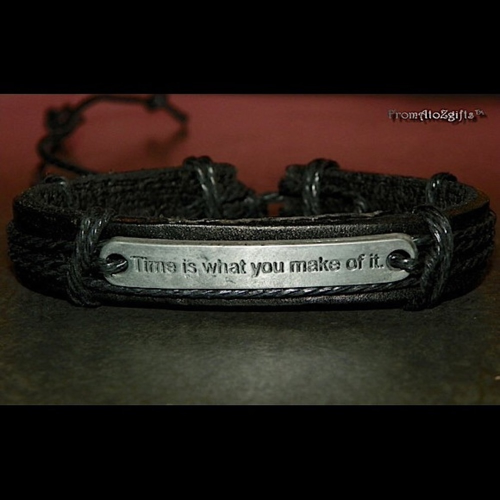 "Time is what you make it" Unisex Handmade Vintage Adjustable Bracelet
